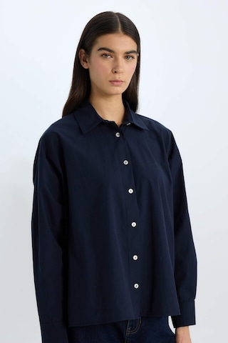 DeFacto Oversize Geniş Kalıp Poplin Basic Düz Uzun Kollu Gömlek E2677AX24WNNV245 Lacivert