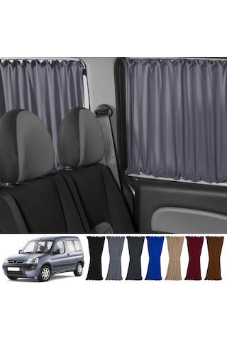 Pandami Peugeot Partner 1996-2008 Uyumlu Gri Raylı Oto Perde Takımı