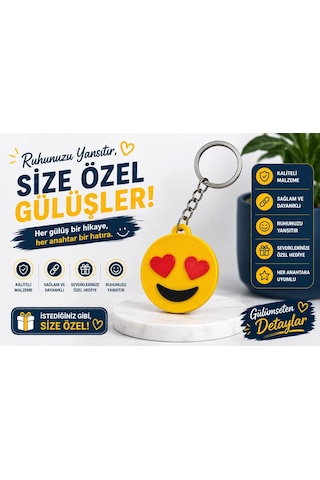 Emoji Anahtarlık , Kalpli Emoji Şeklinde Araç Anahtarlık - Emoji Araba Anahtarlığı