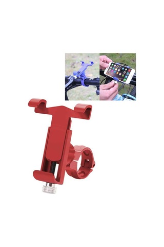Bisiklet İçin 360 Derece Dönebilen Alüminyum Alaşımlı Telefon Braketi, 50-100mm Cihaz İçin Uygun Kırmızı Kırmızı