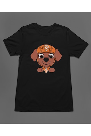 Bumeta Turuncu Takım Lideri Zuma Paw Patrol Unisex Tişört T-shirt Siyah