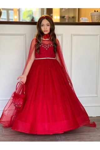 Uğur Böceği Çocuk Pelerinli Abiye 5'li Set Takım 001