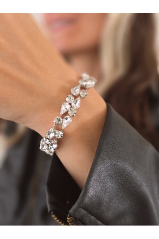 Eva Takı Store Geometrik Damla Çiçek Model Silver Renk Bileklik Gümüş