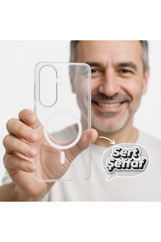 Samsung Uyumlu Galaxy S26 Plus Sert Kılıf Kamera Korumalı Kablosuz Şarj Şeffaf London Pc Kapak