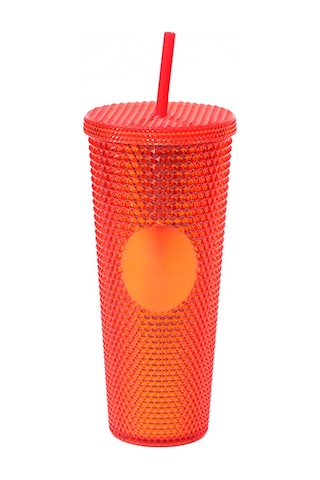 Suofeng Kırılmaz 710ml/24oz Abs Cam Su Bardağı, Cam Kapaklı, Pipetli, Toplu Hacimli, Isı Ve Darbe Dayanıklı, Transparan Kırmızı Renk Diğer