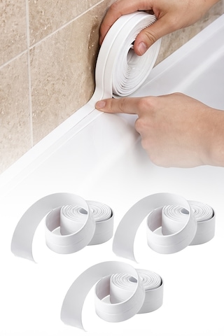 3'lü Su Sızdırmaz Lavabo Küvet Kenar Bandı Yapışkanlı Banyo Mutfak Sızdırmaz Bant 3 m
