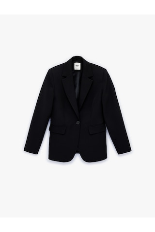 Koton Geniş Yaka Uzun Kollu Slim Fit Düğmeli Cep Detaylı Blazer Ceket Siyah 6sak50007uw Siyah