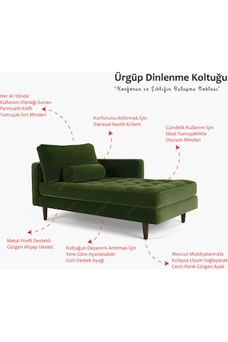 Ürgüp Yeşil Rahat Josefin Koltuk Tv Koltuğu Dinlenme Koltuğu Terapi Koltuğu Psikolog Koltuğu-sol Yeşil
