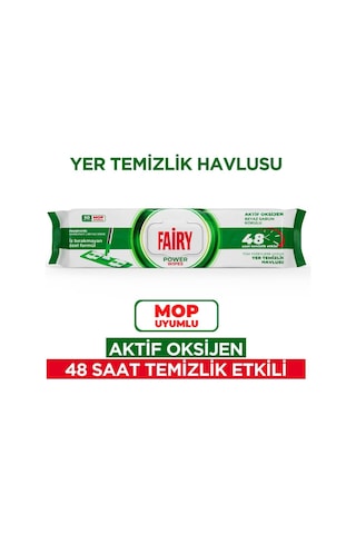Power Wipes Mop Uyumlu Yer Temizlik Havlusu 50 Yaprak Beyaz Sabun Beyaz Sirke & Karbonat 48 Saat Temizlik Etkili