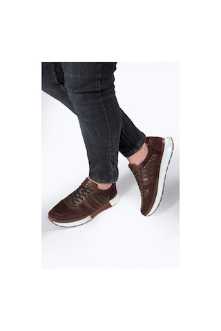 Ducavelli High Hakiki Deri Erkek Sneaker Ayakkabı, Low Top Sneaker, Hakiki Deri Sneaker Kahverengi