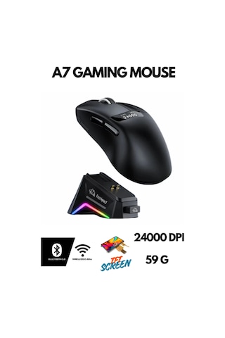 Freewolf A7 Kablosuz Dijtal Ekranlı Oyuncu Mouse Paw3311 1000 Hz 24000 Dpı Bluetooth Mouse Diğer