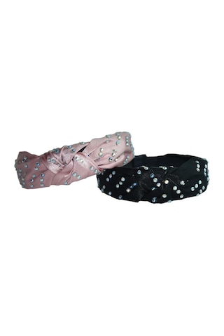 Taç 2 Li Saten Taşlı Set Kahverengi