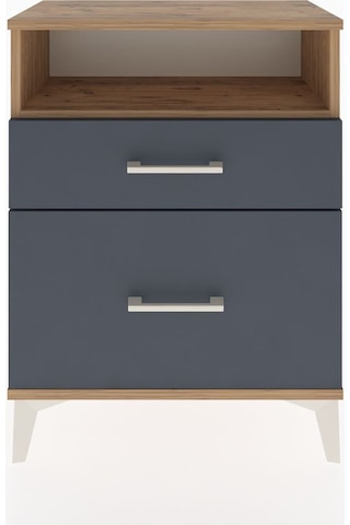 Arges Komodin Tek Raflı 2 Çekmeceli 60x30x80 Çam-antrasit Çam