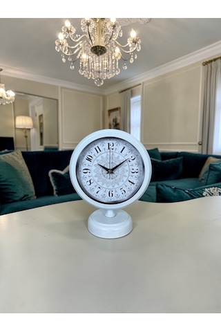 Büro Ev Ofis Hediyesi İçin 20x25cm Beyaz Motifli Metal Masa Saati Diğer