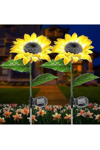 Opulentliving Çok Renkli Ayçiçeği Güneş Işıkları, Su Geçirmez Bahçe Dekorasyonu Çok Renkli