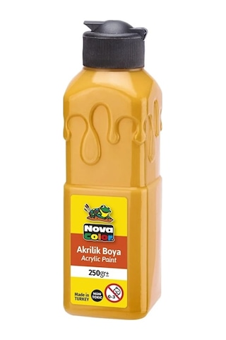 Nova Color Güneş Sarısı Akrilik Boya 250 Gr 1 Adet Su Bazlı Akrilik Boyası Hobi Sanatsal Boy Tuval Ahşap Metal Sarı