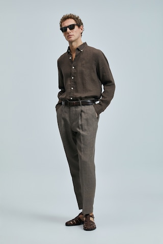 Lufian Alberto Smart Erkek Chino Pantolon Comfort Pileli Kahverengi Kahverengi 111190341100400 Kahverengi