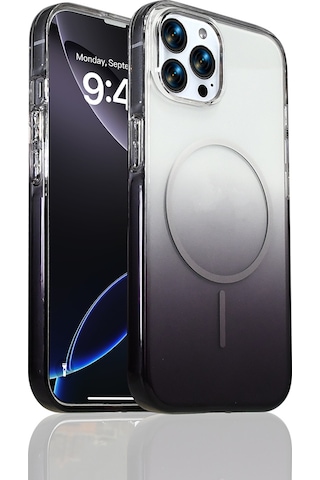 Apple Uyumlu iPhone 15 Pro Max Kılıf M-safe Şarj Özellikli Zore Septik Silikon Kapak Siyah