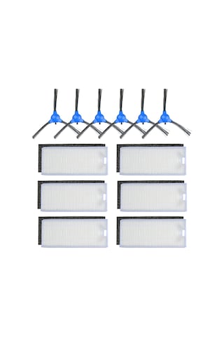Konesam Eufy Robovac 11s/30/30c/17c İçin 12'li Aksesuar Seti: 6 Yan Fırça + 6 Filtre - Tamir Ve Değişim Parçaları