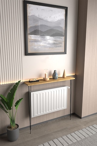 Violet Minimalist Metal Ayaklı Dar Dresuar Dekoratif Petek Üstü Dresuar 90 Cm Atlantik Çam