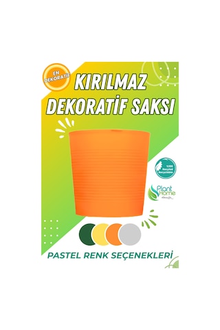 Turuncu Direnajlı 9.5 Litre Dekoratif Bitki Saksısı İç-dış Mekan Bitkileri İçin Uygun Saksı