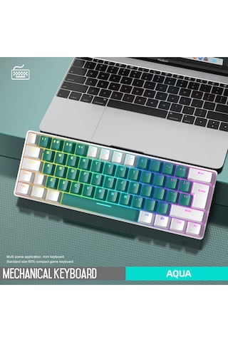T60 Mini Rgb Oyun Klavyesi Gaming Mekanik 62 Tuşlu 18 Rgb Led Usb Tip-c Kablosu