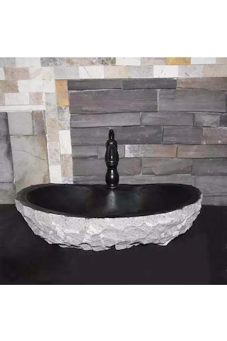 Bazalt Batarya Çıkışlı Doğal Patlatma Lavabo