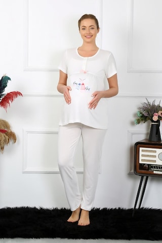 Akbeniz Kadın Kısa Kol Hamile Lohusa Pijama Takımı Ekru 45210-ekru