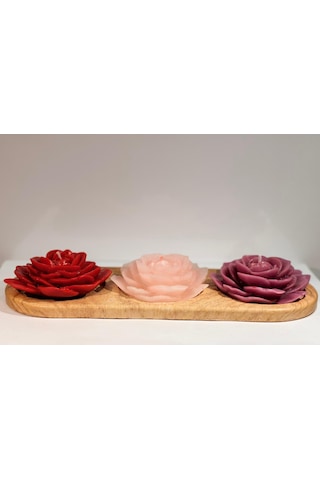 Authentic Candle-el Yapımı Gül Mum Kırmızı-pembe-mor