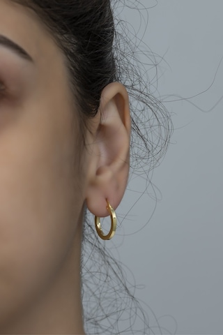 Nereze 925 Ayar Gümüş 15 MM Gold Tamtur Küpe