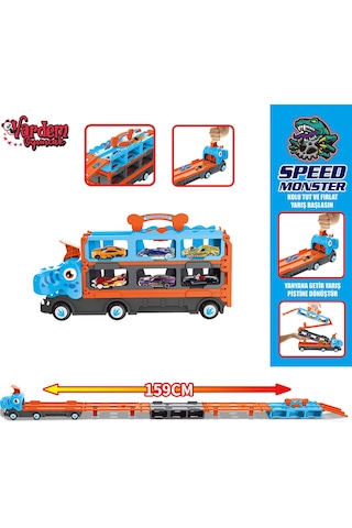 Vardem Oyuncak Parkurlu Araba Fırlatan Dinazor Mavi Mavi