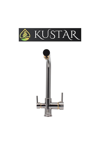 Kustar 3 Yollu Mutfak Eviye Bataryası Füme Gold Arıtma Çıkışlı Batarya