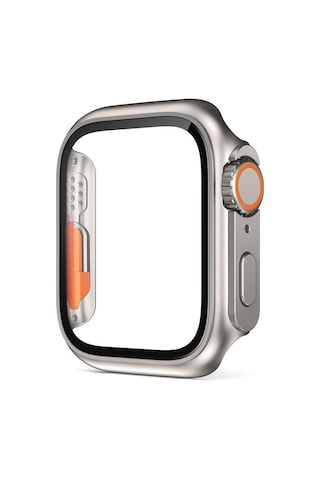 Apple Uyumlu Watch 7 8 45 MM Ultra Görünümlü Kasa Dönüştürücü Ekran Koruyucu 25 Beyaz