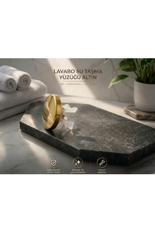 Lavabo Su Taşma Yüzüğü - Parlak Altın Üniversal