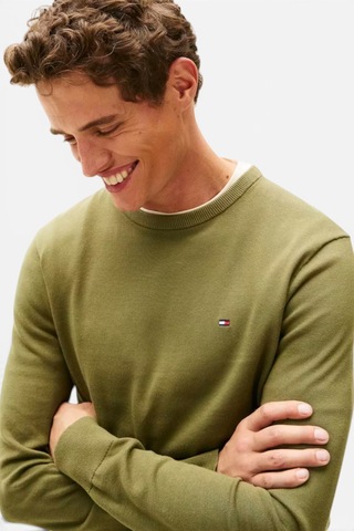 Tommy Hilfiger Pıma Org Ctn Cashmere Crew Neck Erkek Yeşil Kazak - Mw0mw28046