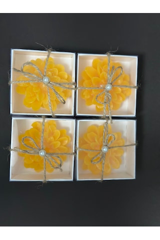 Lotus Mum Sarı 4 Adet Süslü Hediyelik