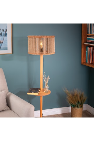 Jüt Serisi Jütopia Raflı Jüt Halatlı Ahşap Lambader