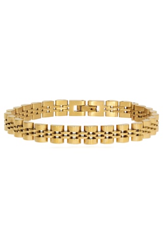 Erkek 8 Mm Kalınlığında Hasır Model Çelik Bileklik Gold