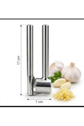 Lüks Paslanmaz Çelik Sarımsak Ezici Metal Dayanıklı Sarımsak Sıkıcı Pres 15 Cm-5 Cm Gümüş