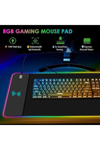 Powermaster Pm-25115 Xl Rgb Gaming Mouse Pad Wireless Telefon Şarj Destekli 14 Modlu