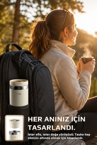 Neoflam Fika Tauko Sızdırmaz Kolay Sökülebilir Temizlenebilir Patentli Kapak Çelik Bardak Termos 470 Ml Bej