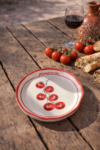 Pomodori Domates Desenli Şekilsiz Pasta Tabağı 20 Cm Çok Renk