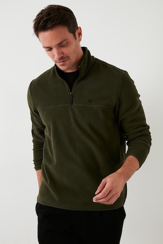 Buratti Slim Fit Anti-Pilling Tüylenme Yapmayan Bato Yaka Kışlık Şardonlu Erkek Polar 5906001 Haki