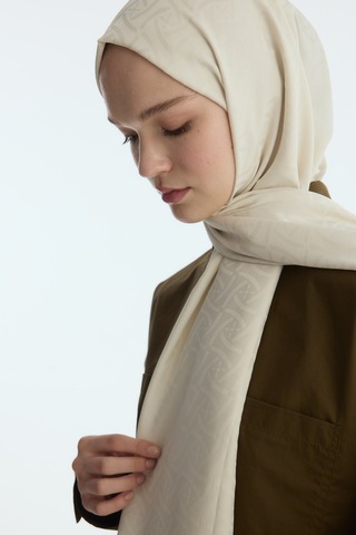 Mirsoy Scarf İpeksi Jakar Şal Sarmaşık Desen Taş