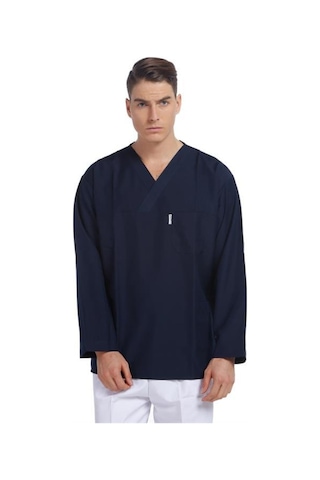 V Yaka Ceket Uzun Kol Lacivert