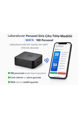 Laboratuvar Personel Giriş Çıkış Takip Sistemi Wifi'li 100 Personel