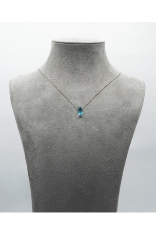 Doğan Diamond 925 Ayar Rodyum Kaplama 3Ct Blue Topaz Kolye -Raccolta Di Gocce