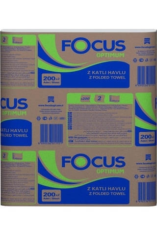 Focus Optimum 2 Katlı Z Katlama Havlu Kağıt 200'lü 12 Paket 20 x 24 CM