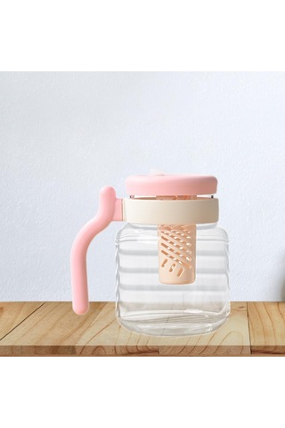 Suntek Demlikli Cam Çay Bardağı 950ml Ev Egzersiz Pembe