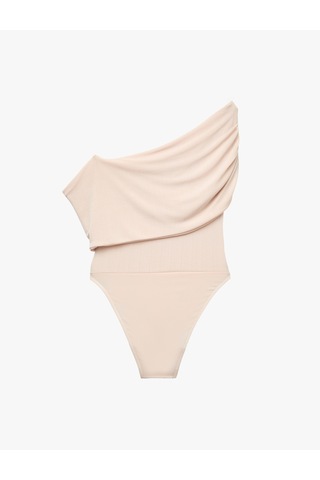 Koton Drapeli Slim Fit Straplez Açık Omuz Bodysuit Pembe 7wak10006uk Gül